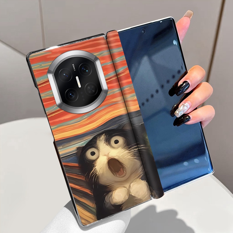 惊讶猫适用华为MateX7手机壳中轴磁吸全包MateX6折叠屏皮套MateX5高级电镀MateX3典藏版MateX2铰链保护套