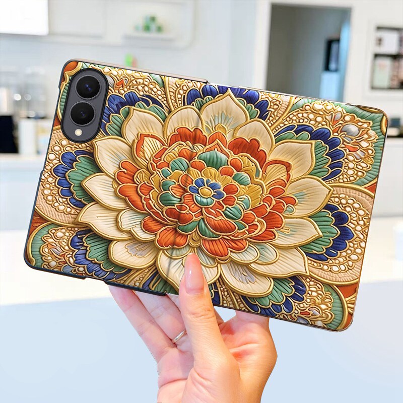 紫莲绽放适用三星ZFold8手机壳翻盖皮套全包中轴铰链GalaxyZFold8折叠屏保护套皮革个性潮牌防摔卡通男女款