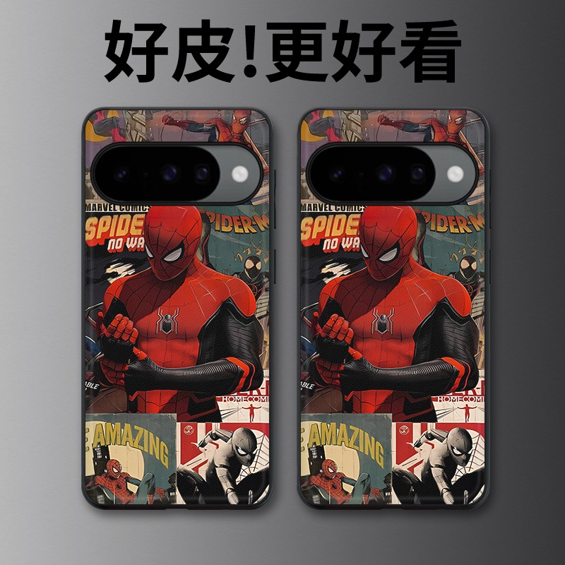 蜘蛛侠拼画适用谷歌Pixel10手机壳皮纹Pixel9pro个性Pixel10proXL潮牌Pixel7皮革Pixel8pro/7pro/6a/8a保护套