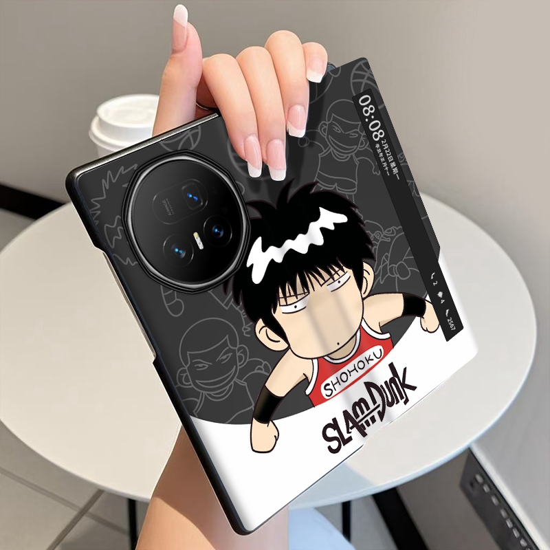 篮球少年适用荣耀MagicV5手机壳翻盖全包中轴铰链MagicV3折叠屏磁吸智能休眠视窗皮套个性潮牌防摔保护套