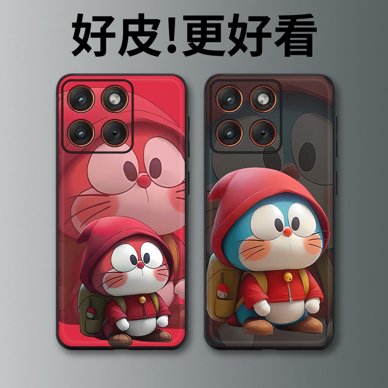小红帽哆啦适用摩托罗拉X70Air手机壳Edge60Pro皮革Edge60s个性X50Ultra潮牌Edge60全包X30Pro防摔S30保护套