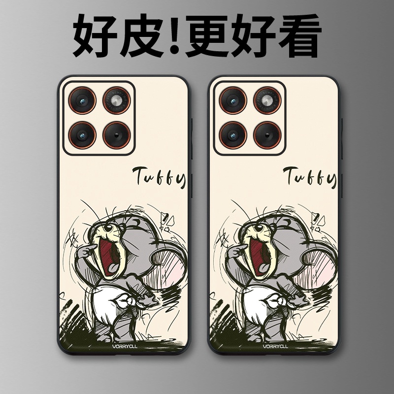 手绘杰瑞适用摩托罗拉X70Air手机壳Edge60Pro皮革Edge60s个性X50Ultra潮牌Edge60全包X30Pro防摔S30保护套