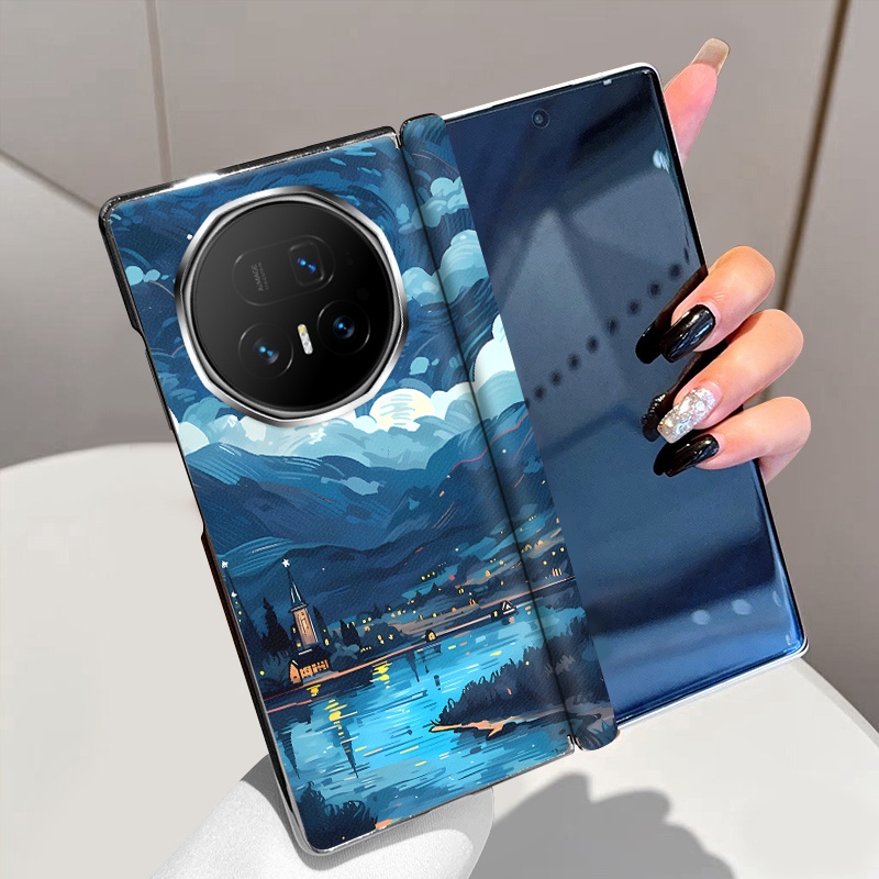 星夜小镇适用荣耀MagicV5手机壳磁吸中轴MagicV3全包铰链MagicVs3折叠屏MagicV2高级电镀Vs2超薄防摔保护套