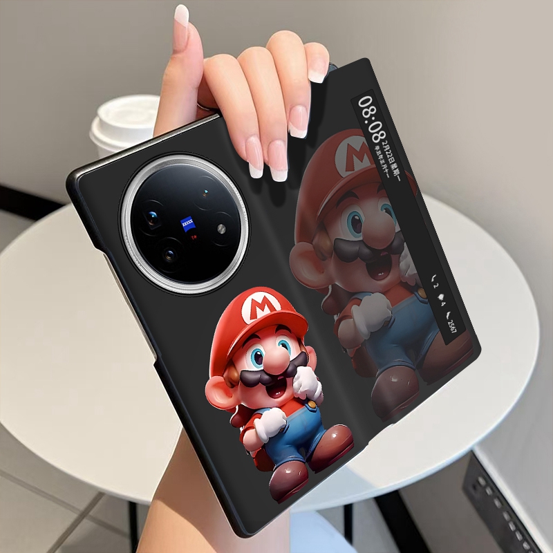 马里奥适用vivoXFold5手机壳翻盖全包中轴铰链XFold3Pro折叠屏磁吸智能休眠视窗vivo XFold3防摔保护套