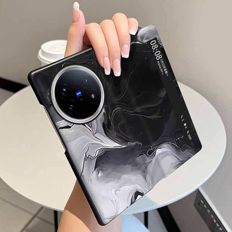 墨韵涌动适用vivoXFold5手机壳翻盖全包中轴铰链XFold3Pro折叠屏磁吸智能休眠视窗vivo XFold3防摔保护套