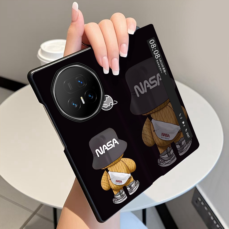 NASA背影适用荣耀MagicV5手机壳翻盖全包中轴铰链MagicV3折叠屏磁吸智能休眠视窗皮套个性潮牌防摔保护套