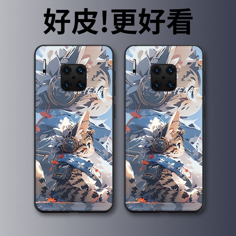 耳机萌猫适用华为Mate30rs保时捷手机壳高级皮革纹Mate20RS保时捷个性潮牌MateRS超薄镜头全包防摔保护套