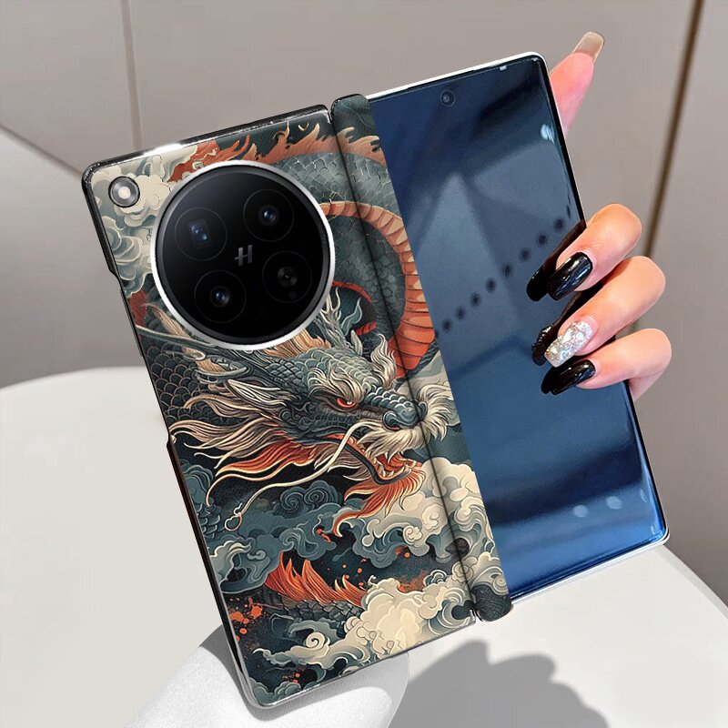 龙腾四海适用OPPOFindN6手机壳磁吸中轴皮套FindN5折叠屏FindN3高级电镀新款N6个性潮牌N5全包防摔保护套