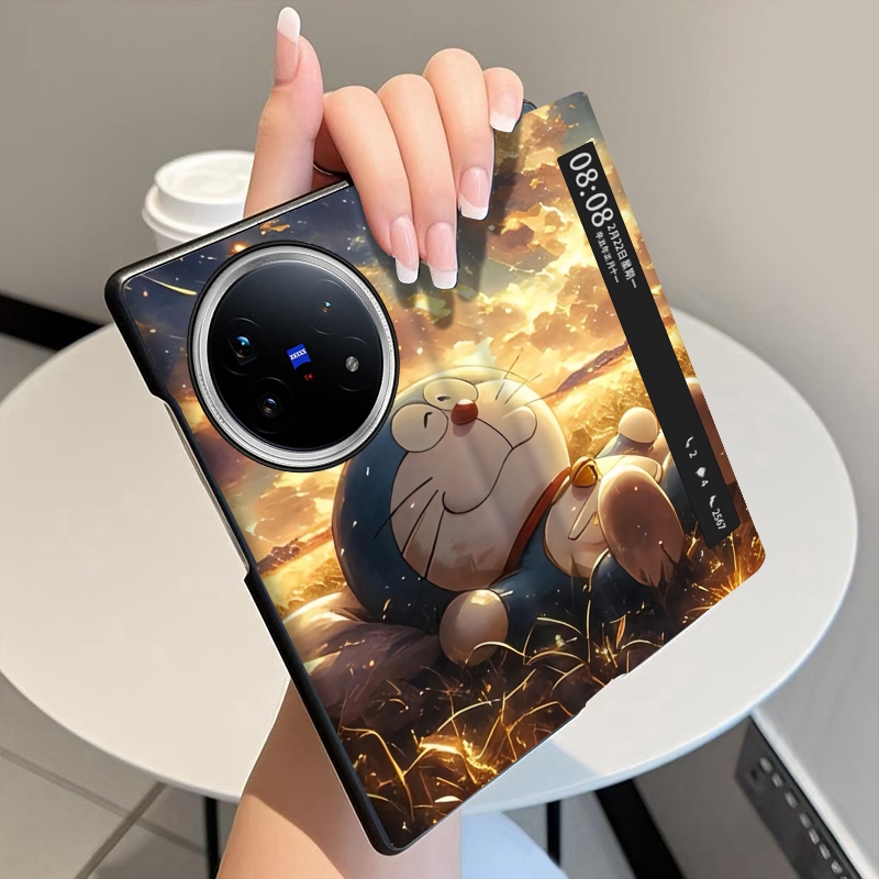 星空哆啦适用vivoXFold5手机壳翻盖全包中轴铰链XFold3Pro折叠屏磁吸智能休眠视窗vivo XFold3防摔保护套