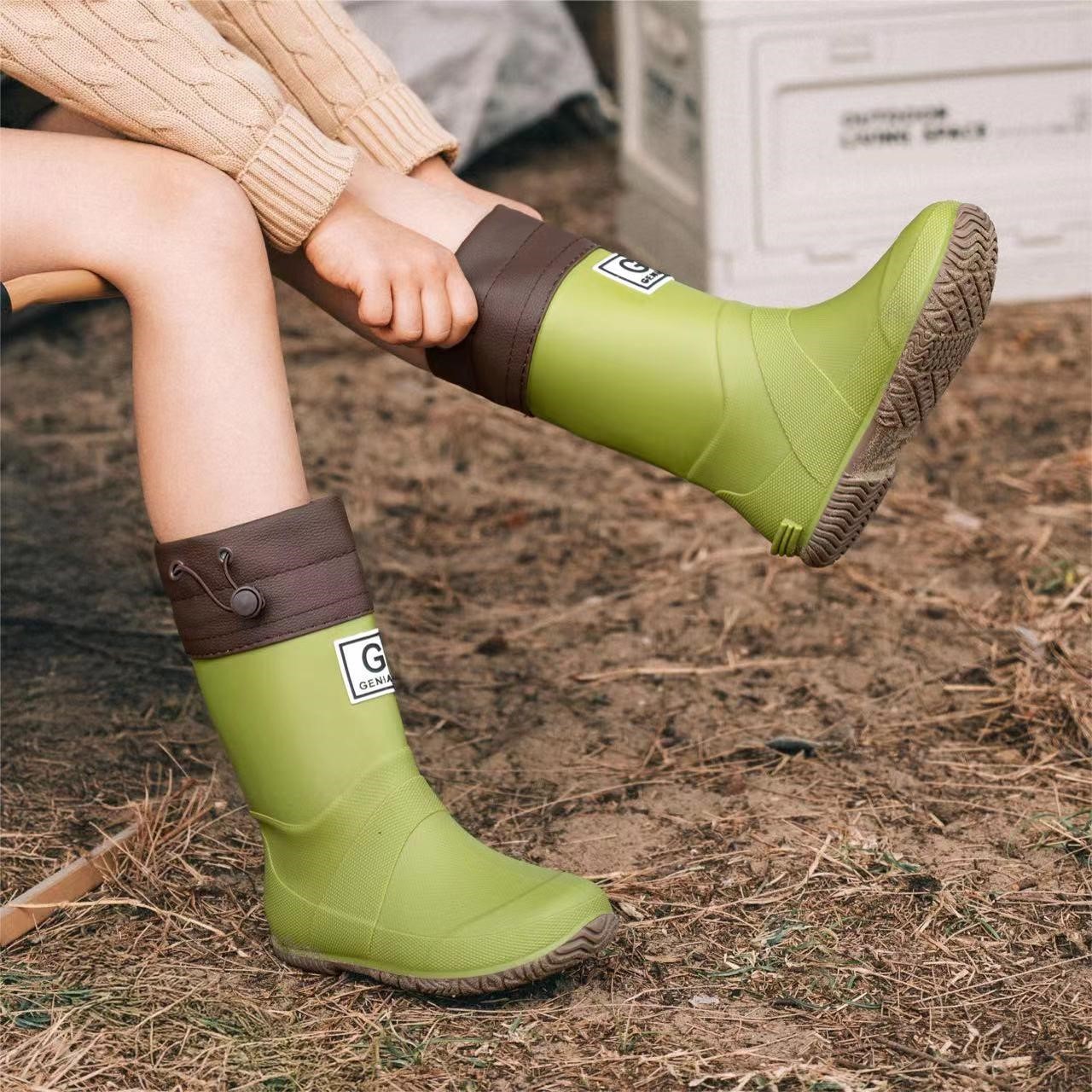 亲子露营可折叠儿童雨鞋男童防水防滑水鞋幼儿上学中小大童雨靴女