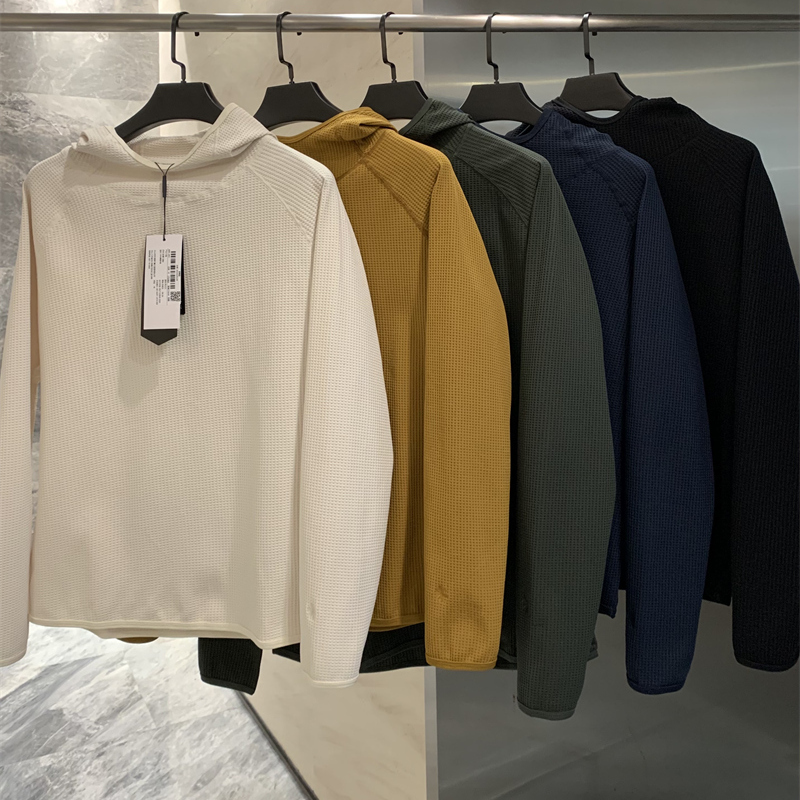 意大利Leavo Johnson旗下AMASSRUVE！华夫格春秋情侣高领连帽卫衣