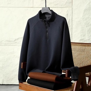 1.7绵羊毛5.9氨纶秋冬男加绒拉链立领休闲卫衣 不一样 欧单 真