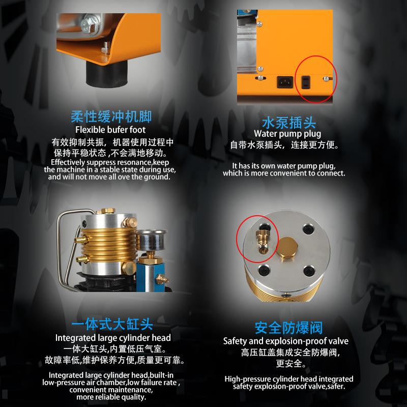 厂家直销电动高压打气机30mpa水冷高压充气泵30mpa单缸空气压缩机