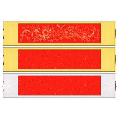 万年红宣纸全绫布手工空白横轴