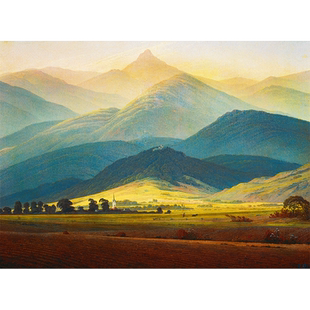 巨人山 世界名画diy数字油画 手绘填色油彩画 大幅风景家居装饰画