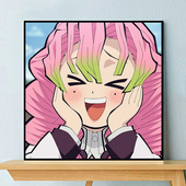 鬼灭之刃装 恋柱甘露寺蜜璃diy数字油画 手工填色丙烯油彩画 饰画