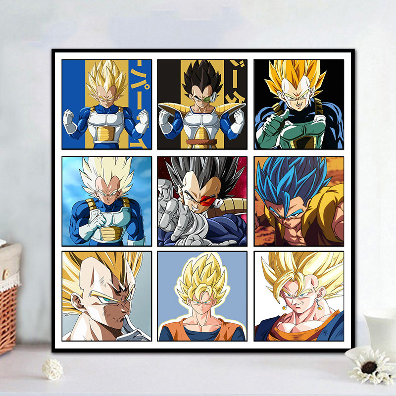 七龙珠贝吉塔diy数字油画 手绘填色儿童卡通动漫人物丙烯油彩画