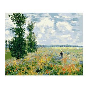 莫奈多款世界名画diy数字油画 手工填充涂色丙烯油彩画欧式风景画