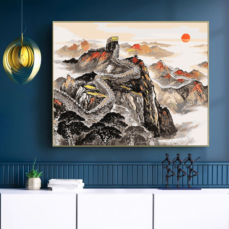 大本营万里长城手绘填充油彩画