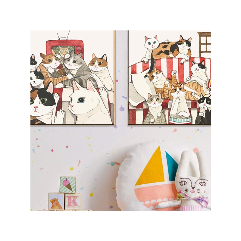 diy大本营猫咪填色涂鸦油彩画