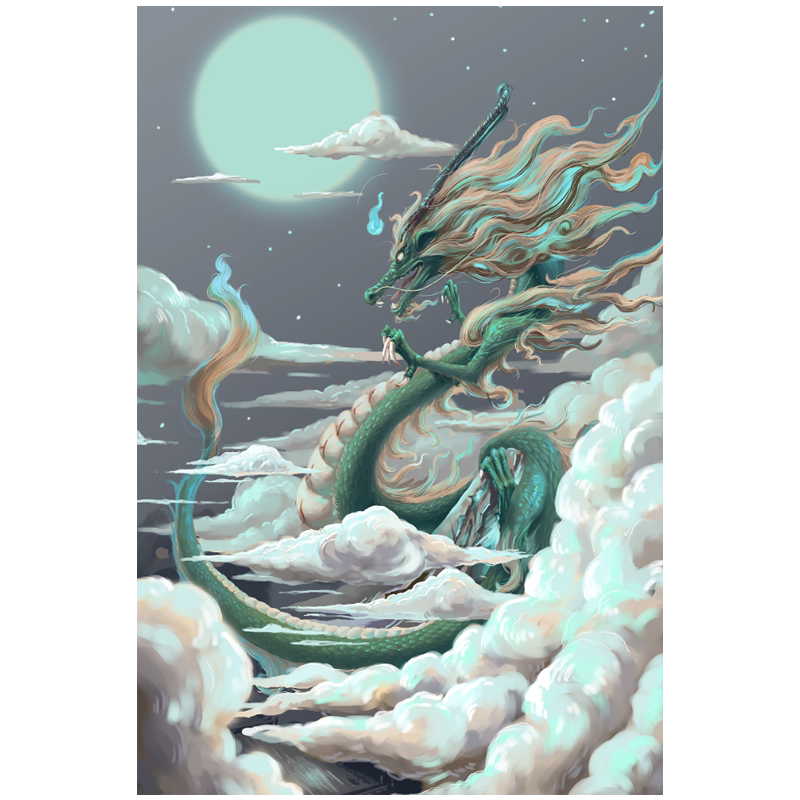 龙图腾DIY手绘油画龙腾盛世