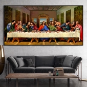 饰画 手绘填色油彩画卧室酒店装 达芬奇最后 晚餐耶稣diy数字油画