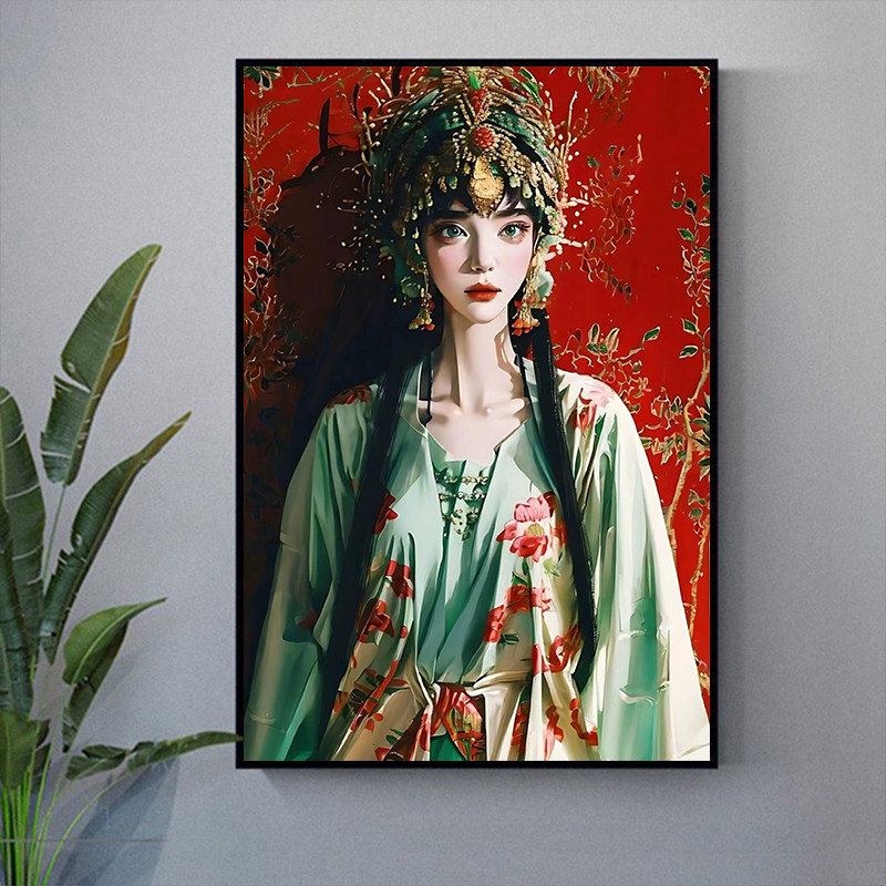 美丽花旦古典戏曲diy数字油画
