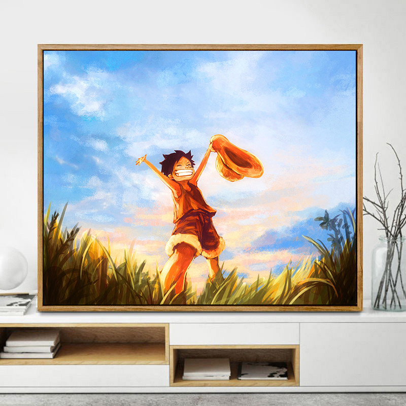 海贼王路飞索隆半边脸diy数字油画 手绘填色动漫画 丙烯油彩画