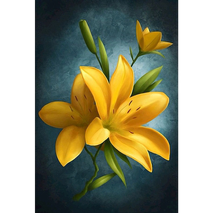 玉兰花黄百合diy数字油画 欧式复古花卉静物 手绘填色丙烯油彩画