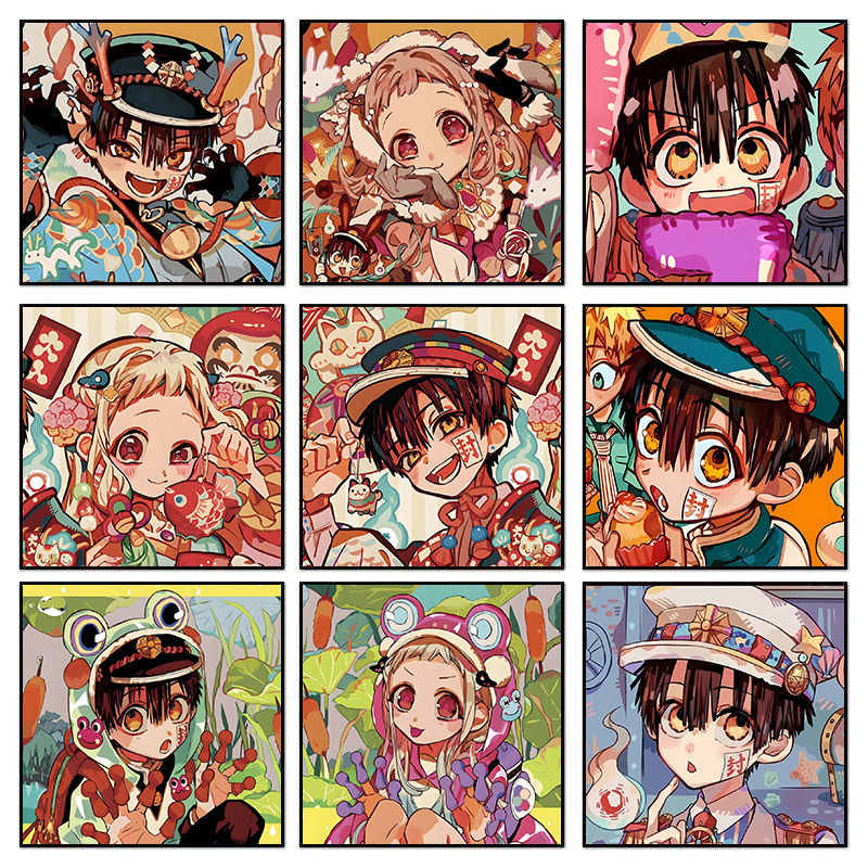 地缚少年花子君 花宁情侣头像diy数字油画手绘填色油彩画手工画