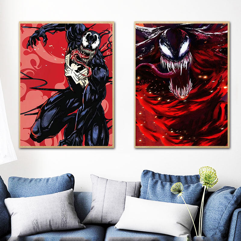 经典漫威毒液diy数字油画 手绘填充涂色丙烯油彩画 动作科幻电影