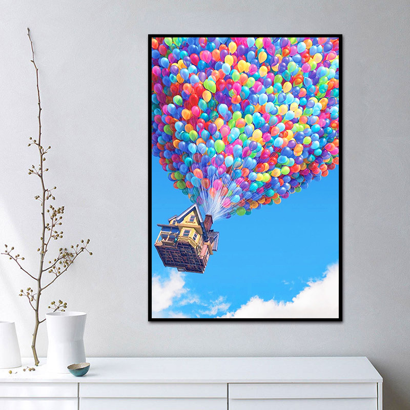 皮克斯飞屋环游记 热气球 diy数字油画手绘填色减压画 手工油彩画