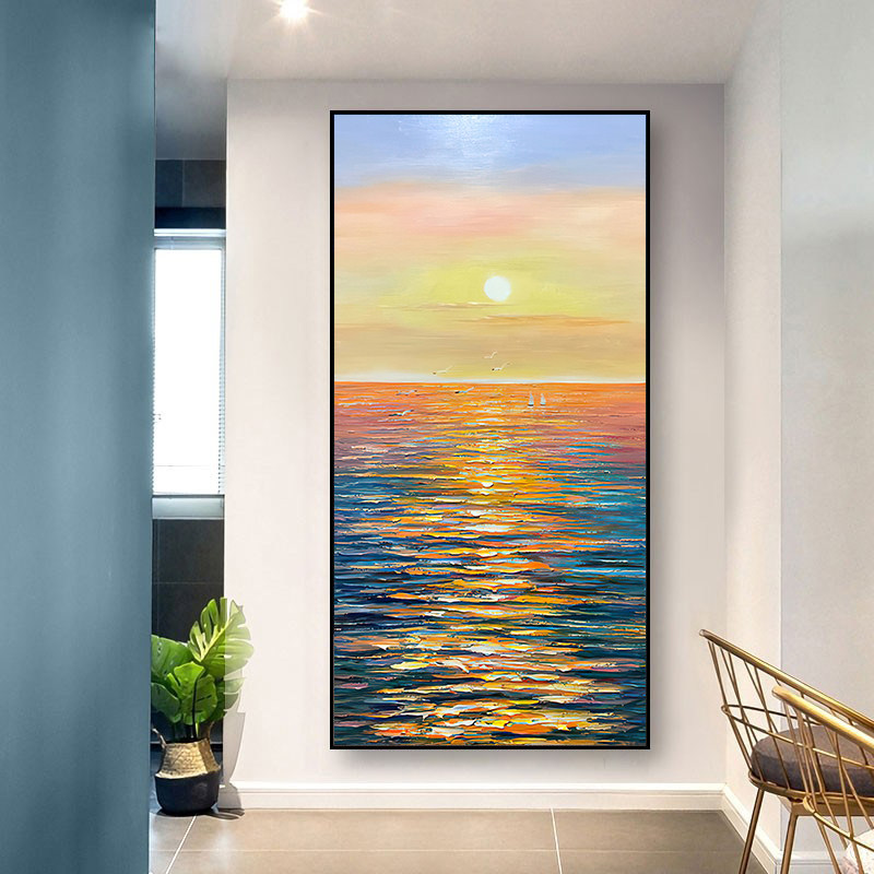风景帆船海面落日diy数字油画手绘填色减压装饰画 画画油彩画挂画