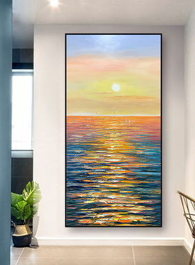 风景帆船海面落日diy数字油画手绘填色减压装饰画 画画油彩画挂画