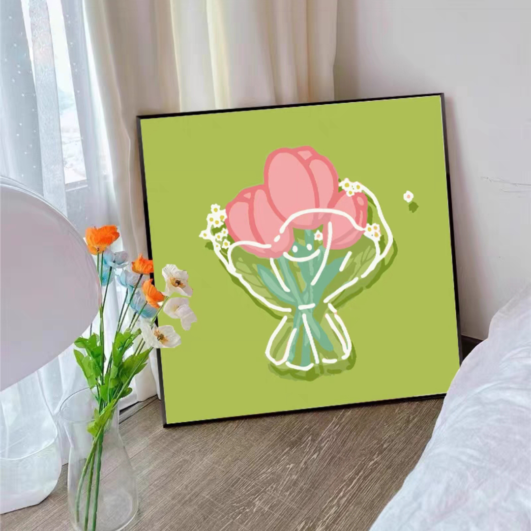 郁金香diy数字油彩画花卉治愈