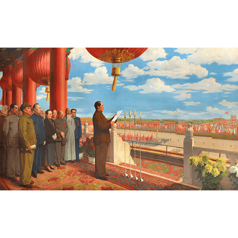 diy开国大典风手绘填色油彩画