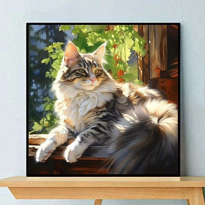 大本营丙烯油画动物猫咪可以定制