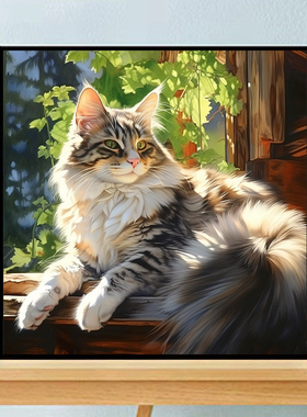 大本营丙烯油画动物猫咪可以定制
