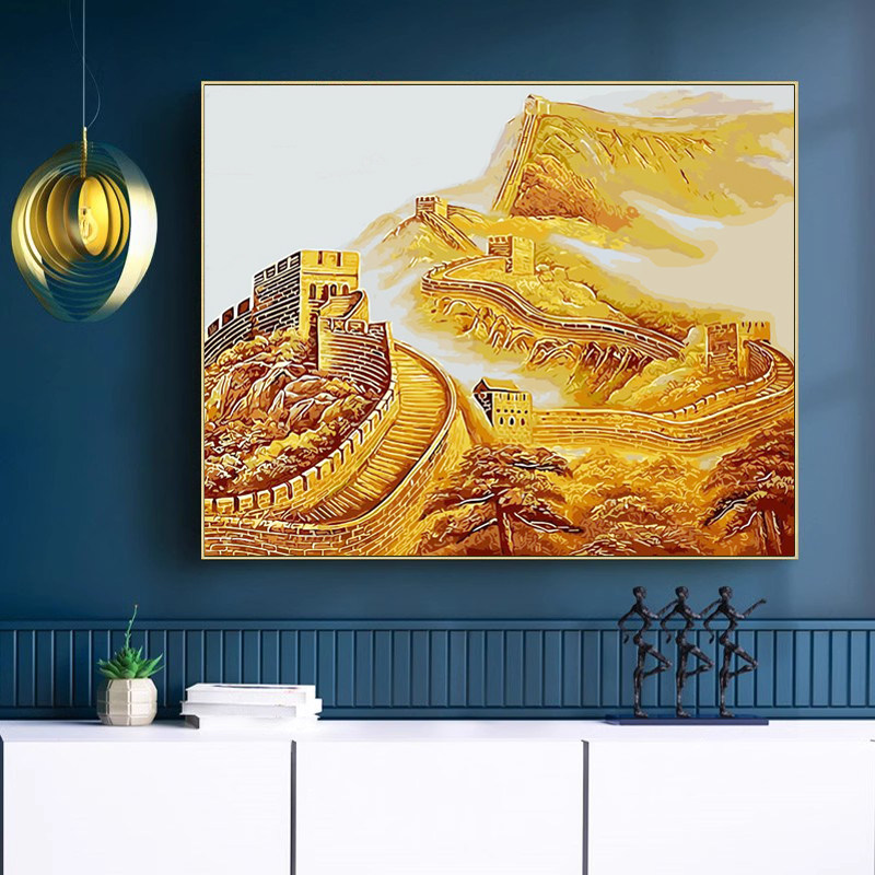 金色长城数字油画手工填色油彩画