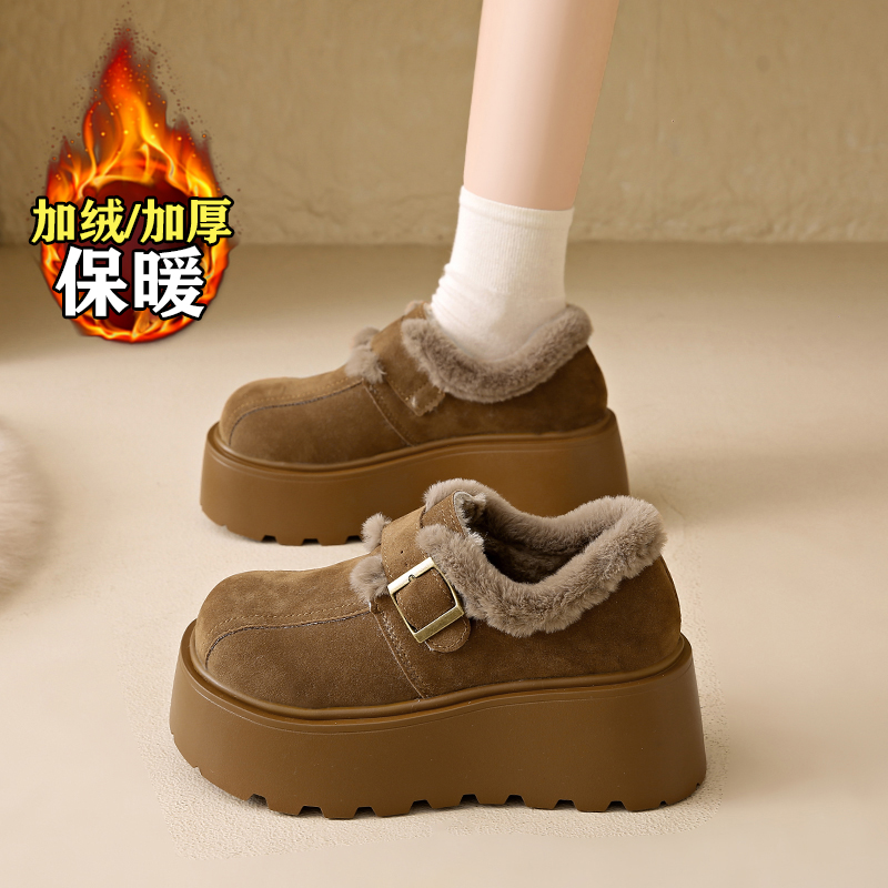 杨幂同款厚底松糕勃肯雪地靴女