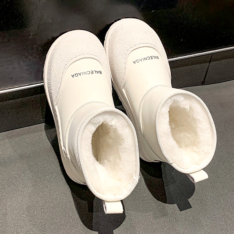 杨幂同款厚底白色雪地靴女