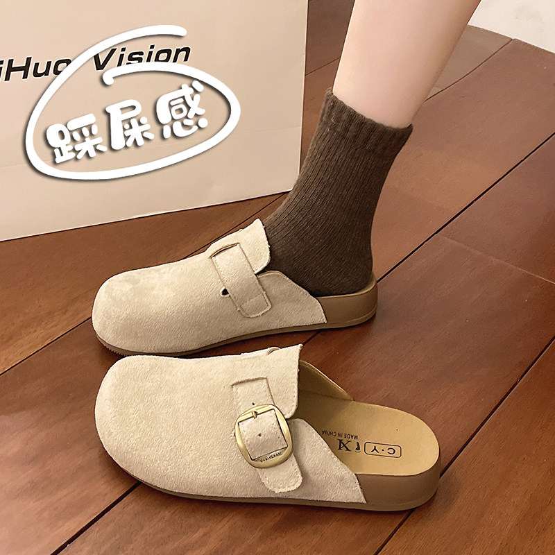 111勃肯鞋女外穿包头半拖一脚蹬懒人平底百搭拖鞋,女鞋,包头拖,淘宝优惠券,粉丝福利购,淘宝优惠卷