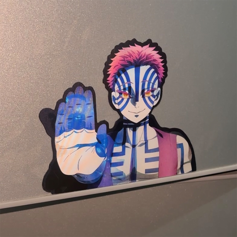 鬼灭之刃猗窝座3D渐变光栅卡