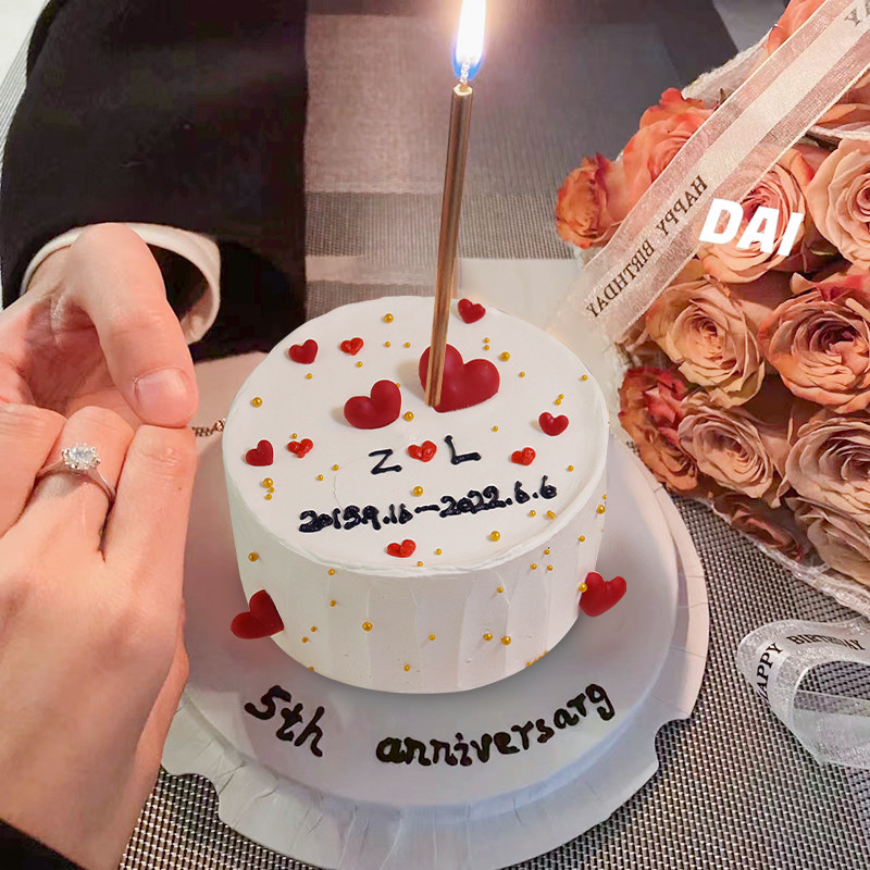 纪念日生日蛋糕同城配送全国网红创意定制手绘情侣周年男女上海