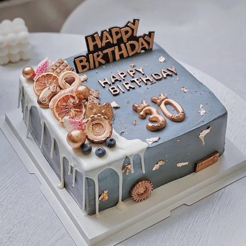 喜味德男士生日蛋糕创意定制网红方形广州天河深圳宝安同城配送