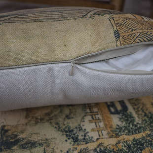 新中式携琴访友图抱枕客厅书房圈椅靠枕办公室茶室茶楼靠垫套含芯