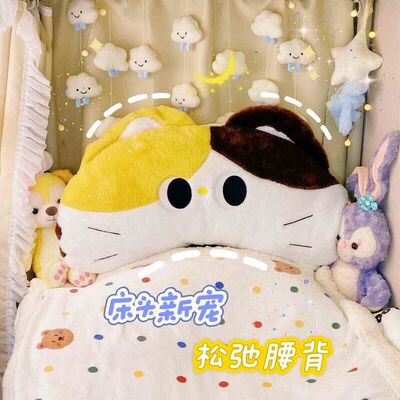 三花猫宿舍单人床靠枕可拆洗床头软包学生枕头护腰垫睡觉夹腿抱枕