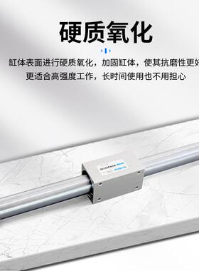 磁偶式无杆气缸RMS20X100/200/300/400/500/600~缓冲调节滑台型