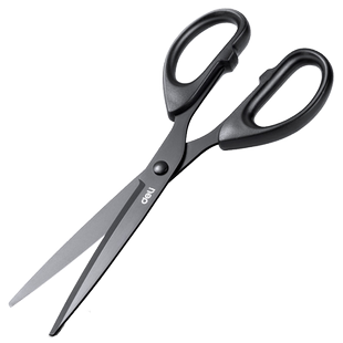 得力剪刀锋利黑刃办公大号省力学生剪纸刀圆头不锈钢厨房家用剪子黑刃剪刀不锈钢剪子不粘胶剪刀小号剪子剪刀