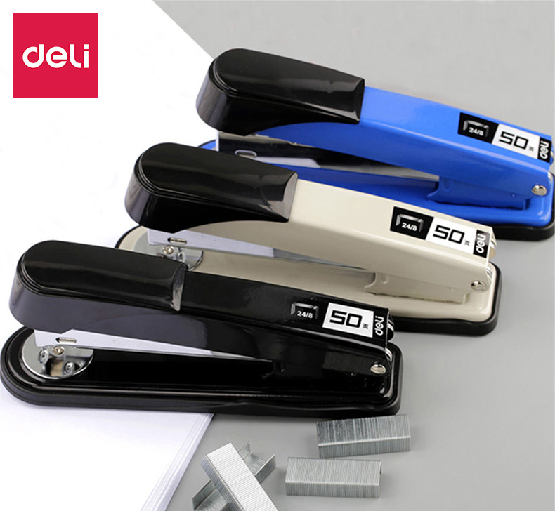 得力订书机办公用中号厚层可装订50页统一标准12号针票据收据资料财务装订器省力多功能家用钉书器简约便携款,文具电教/文化用品/商务用品,订书机,淘宝优惠券,粉丝福利购,淘宝优惠卷